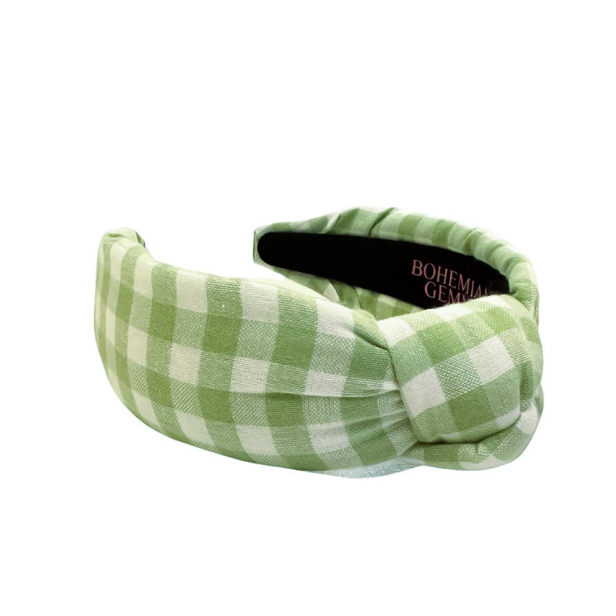 Spring/Summer Green Gingham Knotted Headband