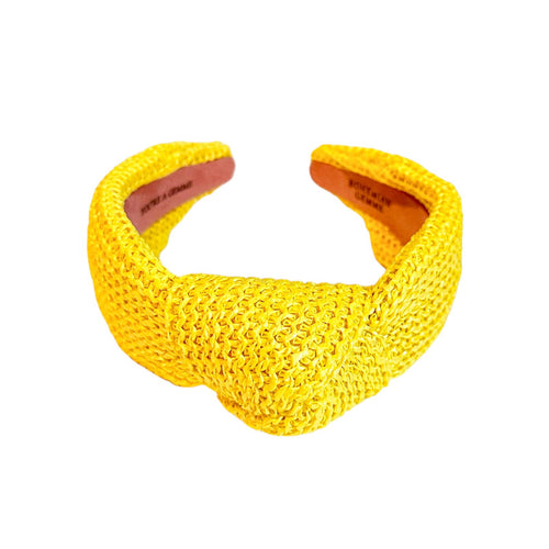 Bright Yellow Raffia Knotted Headband
