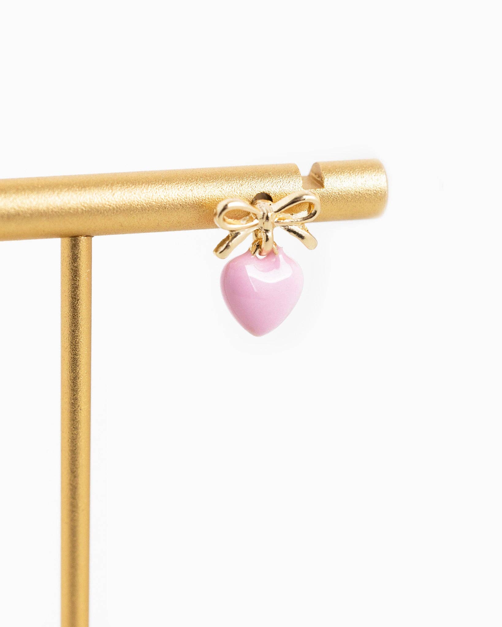 Tiny Bow and Puff Heart Epoxy Drop Earrings