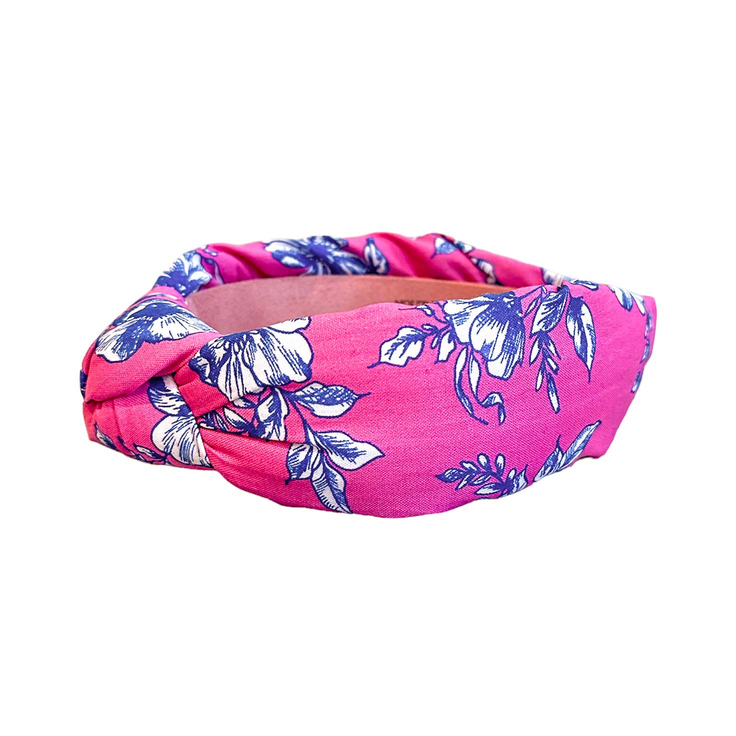 Pink and Blue Floral Knotted Headband. 