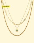 Stainless 3 Layered Turrquoise Starburst Chain Necklace