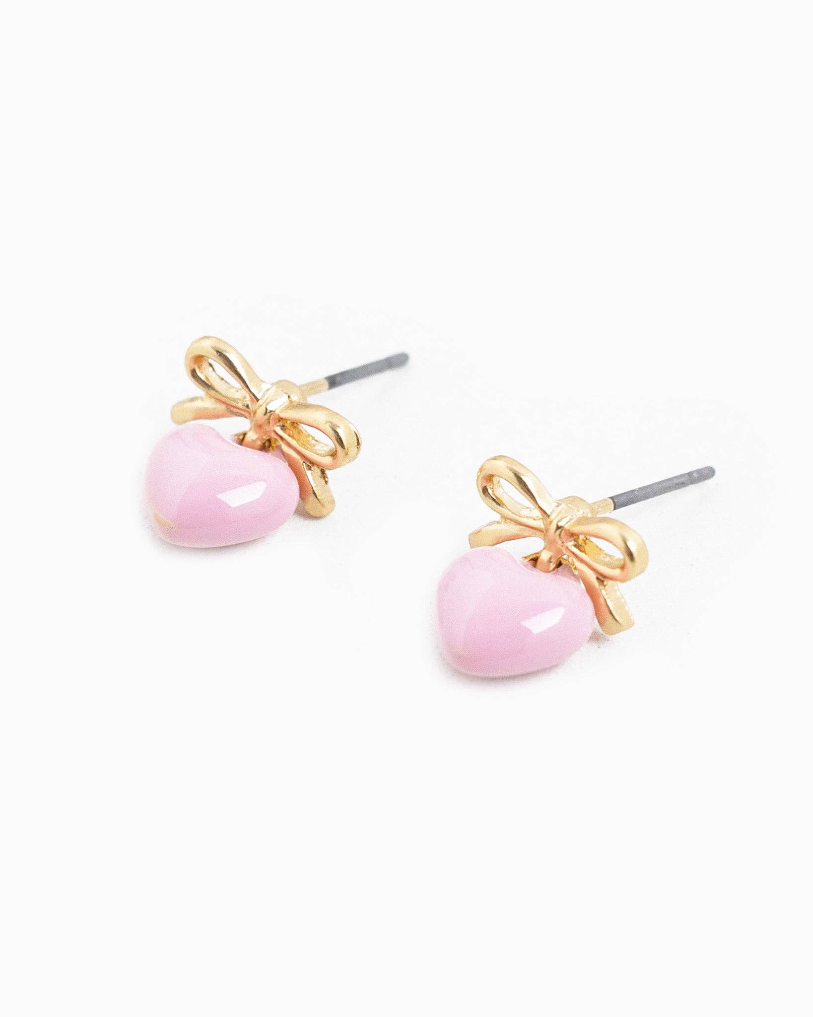 Tiny Bow and Puff Heart Epoxy Drop Earrings