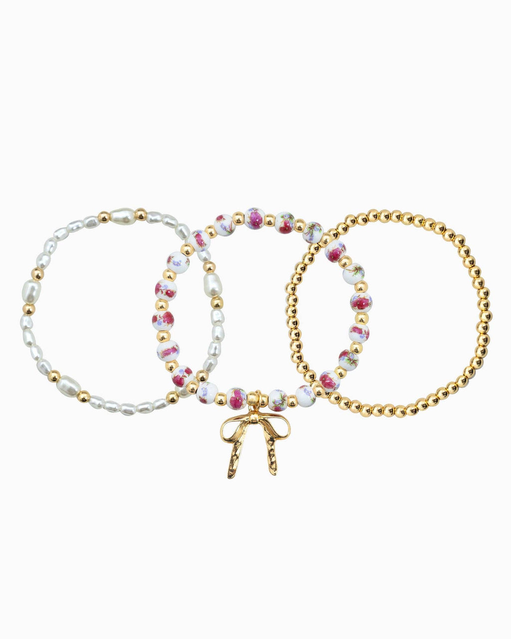 Ceramic Bead Stretch Bracelet Set of 3