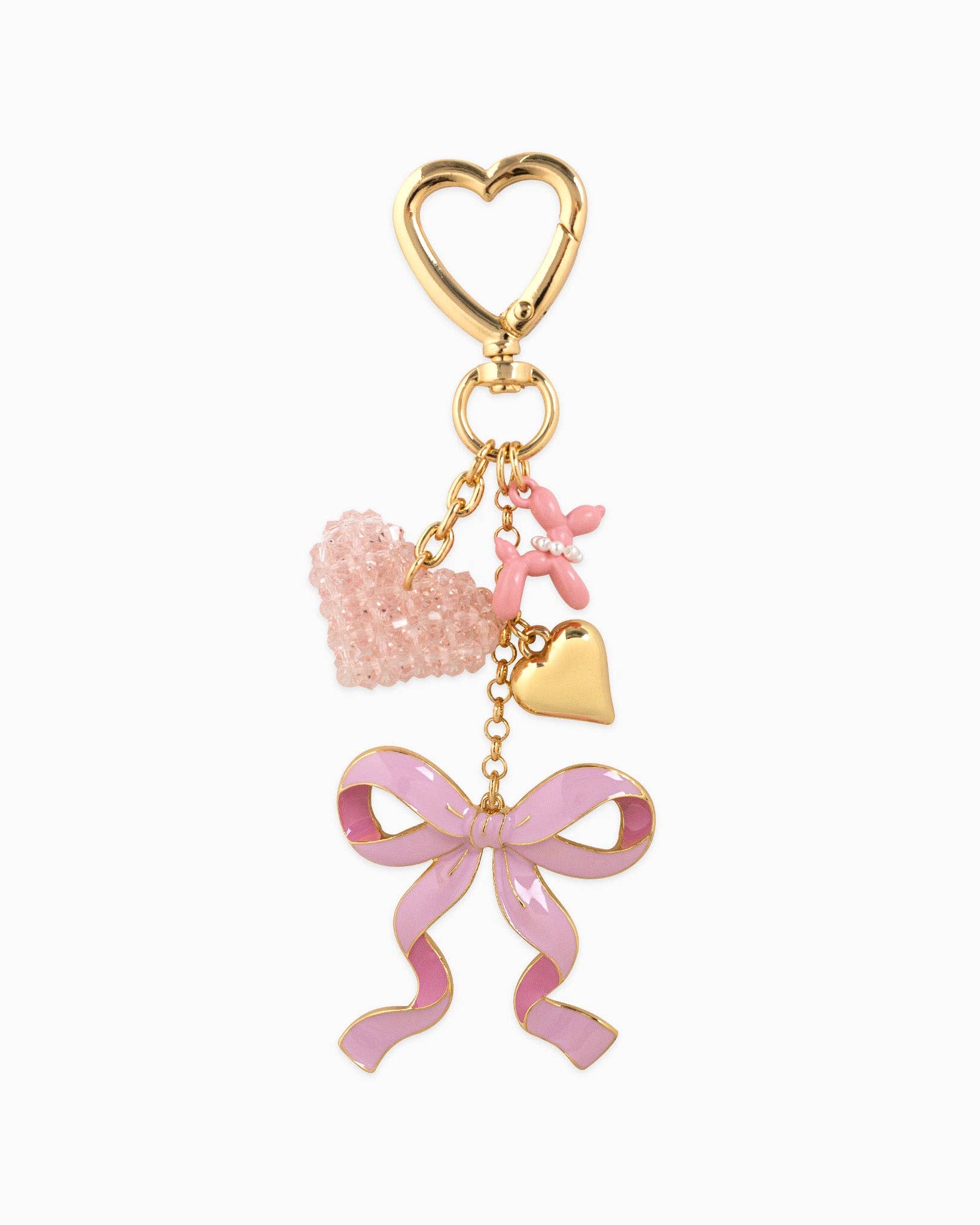 Sweet Bow with Beaded Heart Bag Charm