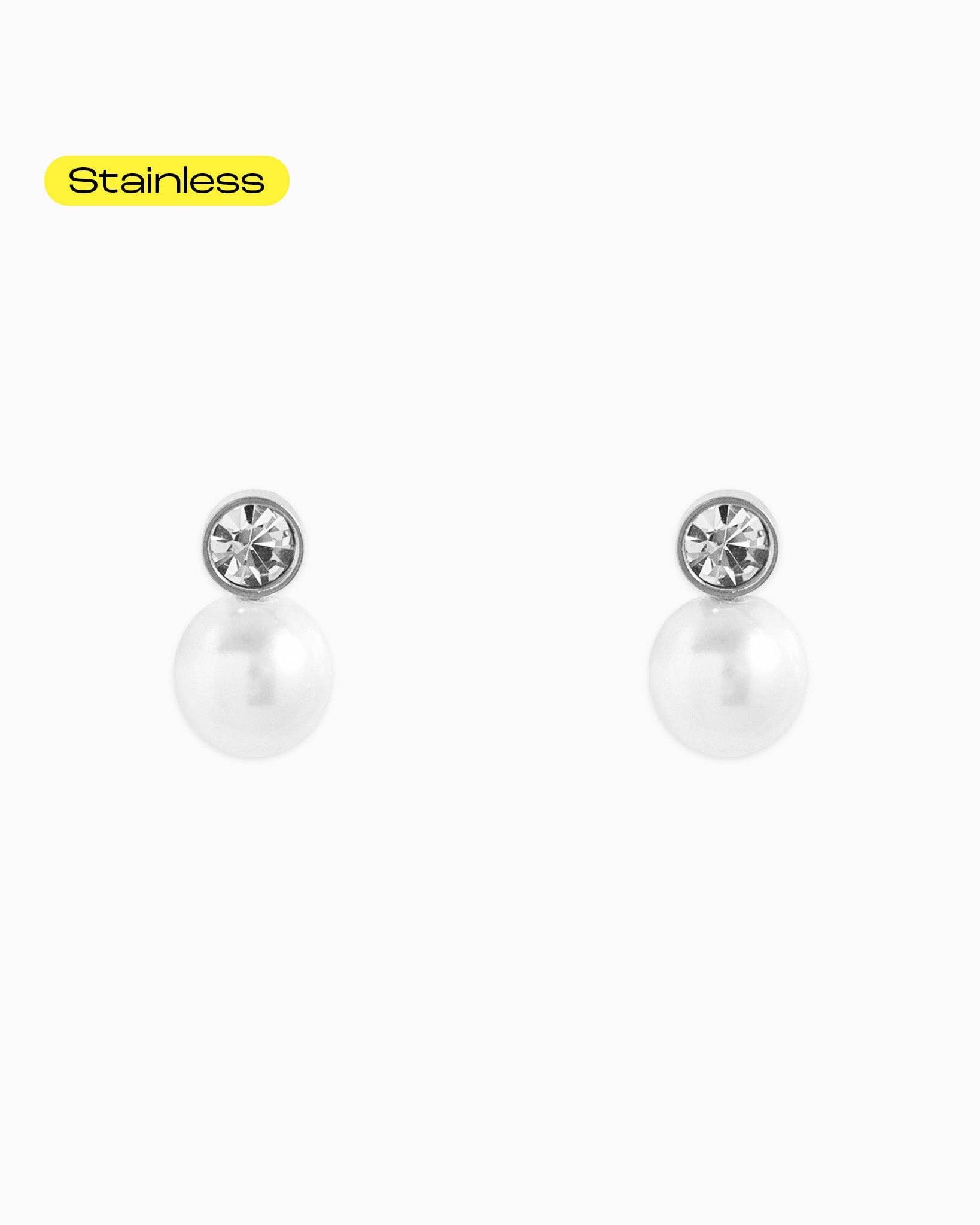 Stainless Stone Pearl Earrings