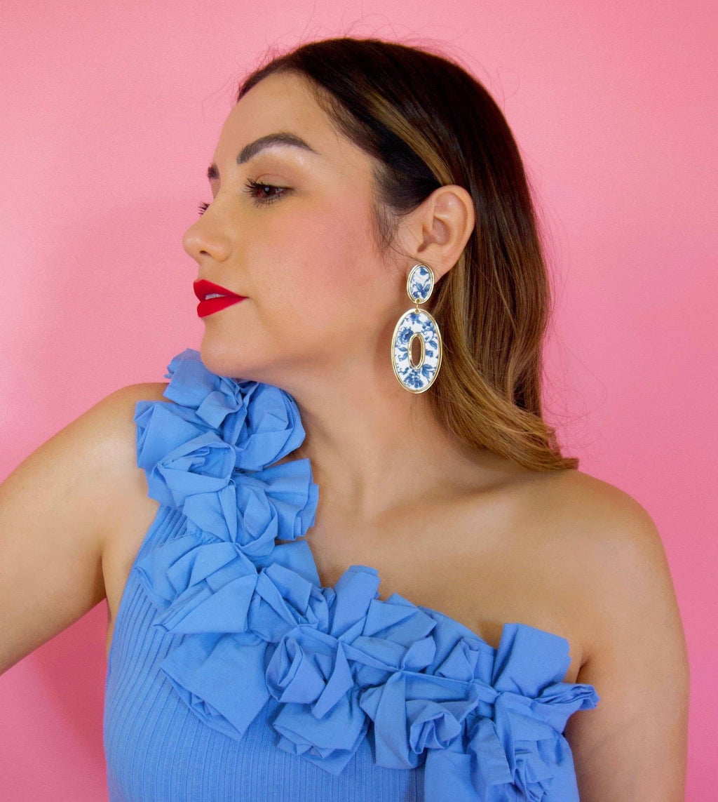 Piper Blue Floral Earrings