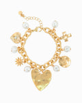 Hammered Heart Charm Chain Bracelet