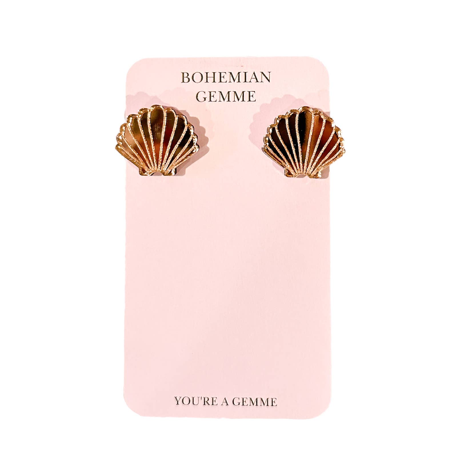 Gold Seashell Stud Earrings