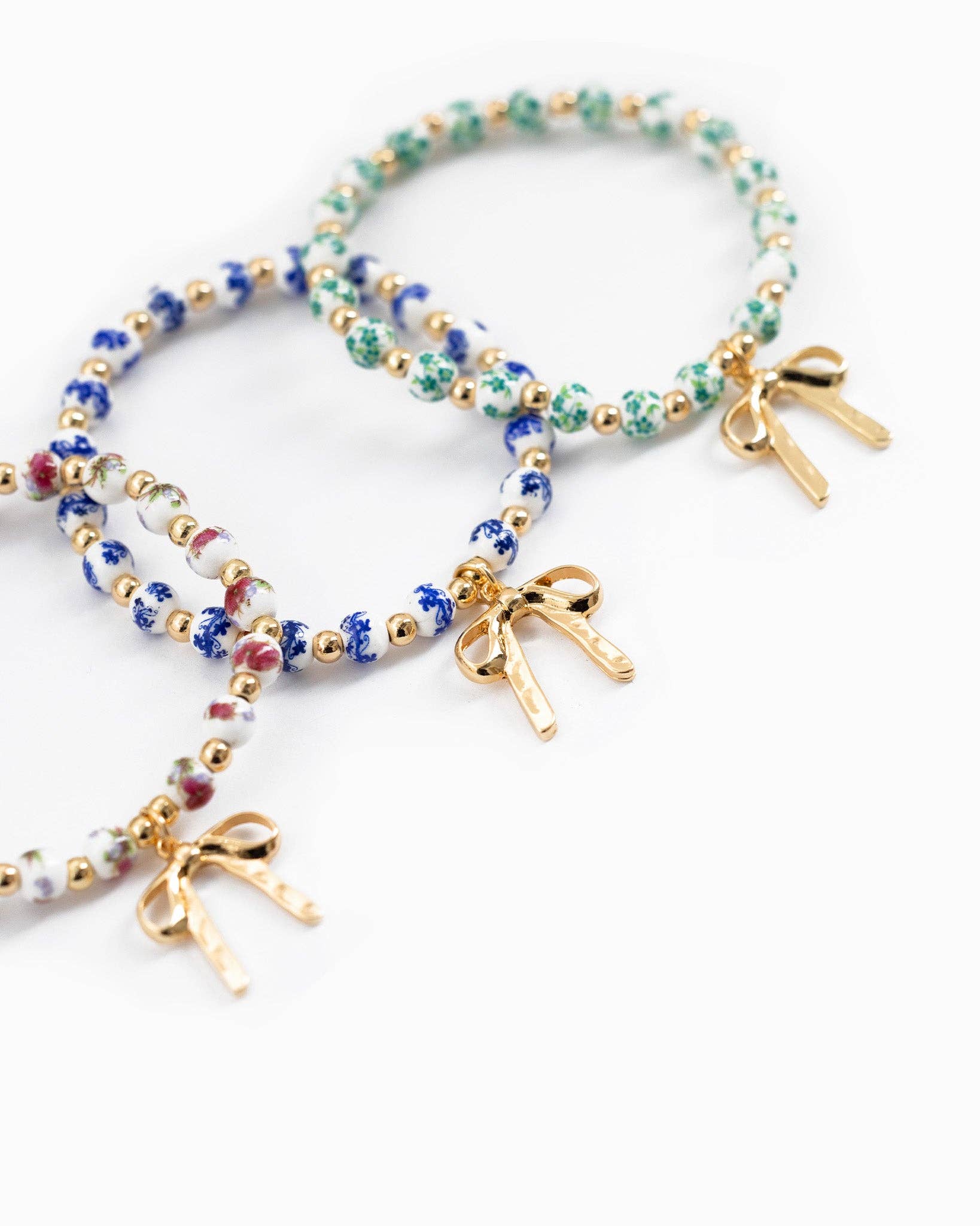 Ceramic Bead Stretch Bracelet Set of 3