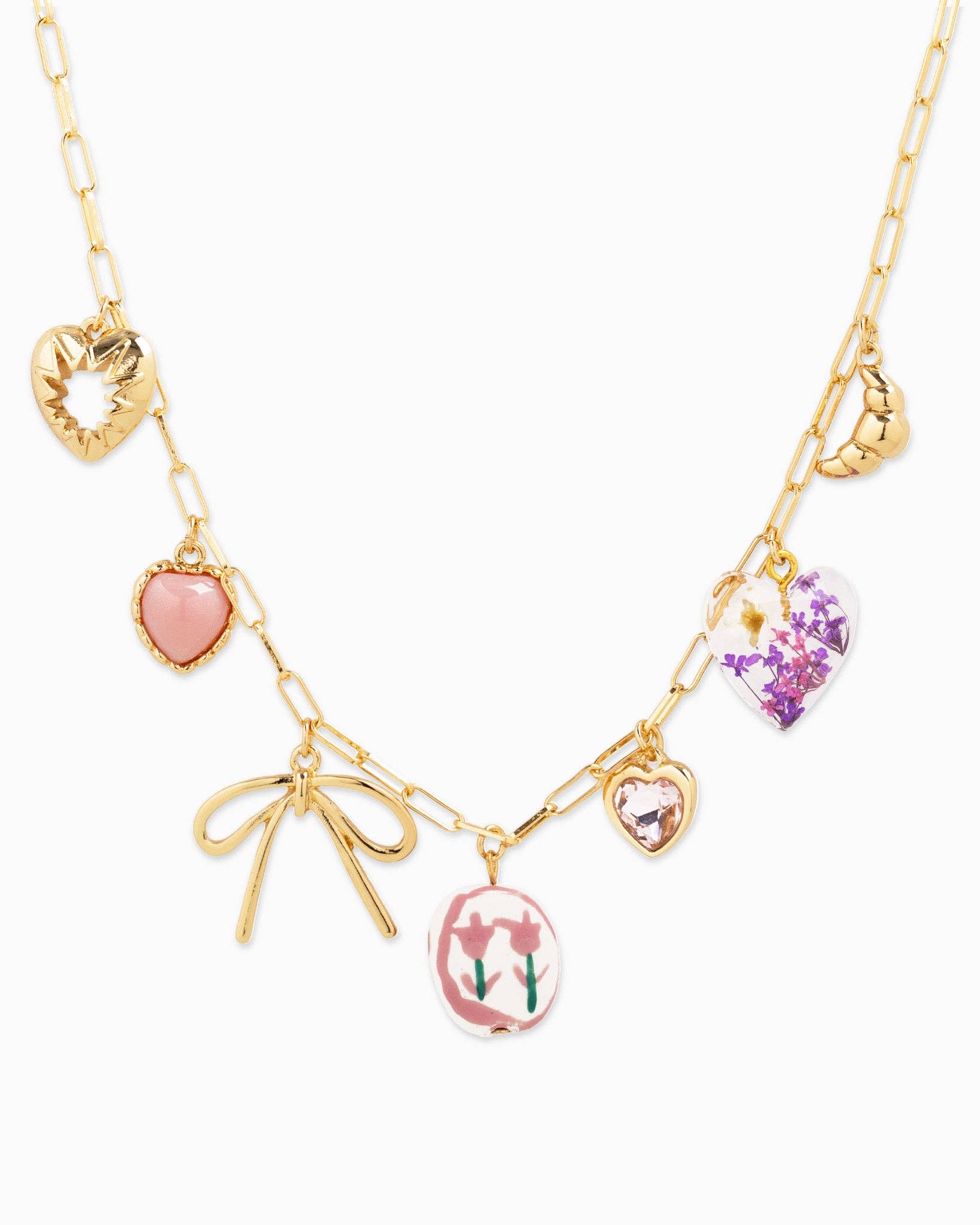 Pink Cottage Core Charm Necklace