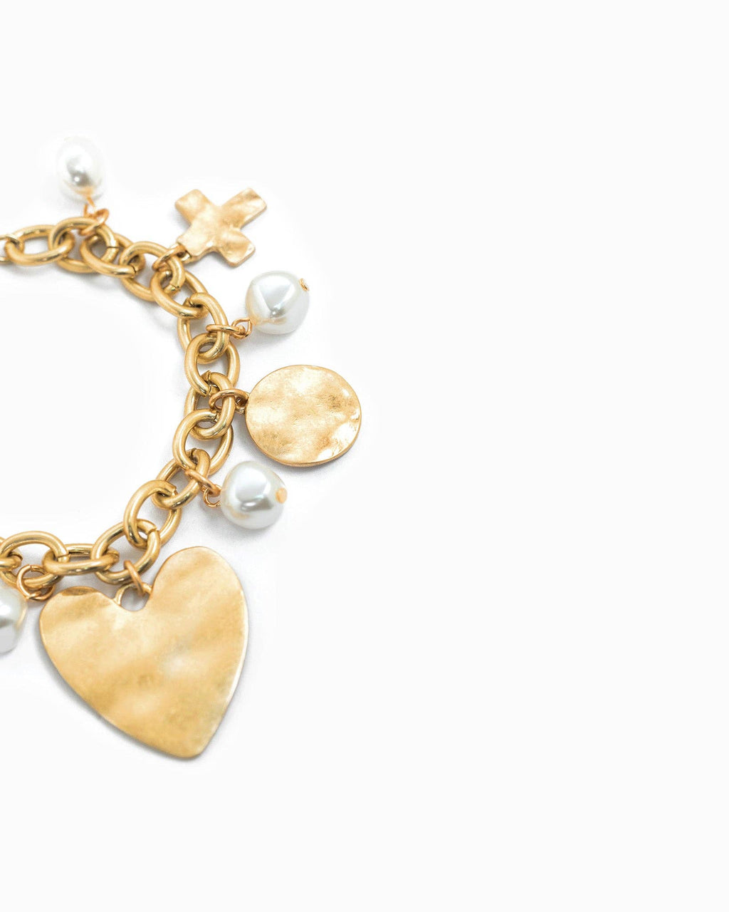 Hammered Heart Charm Chain Bracelet