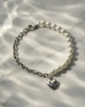 Vintage Mini Heart with Pearl Metalic Bracelet