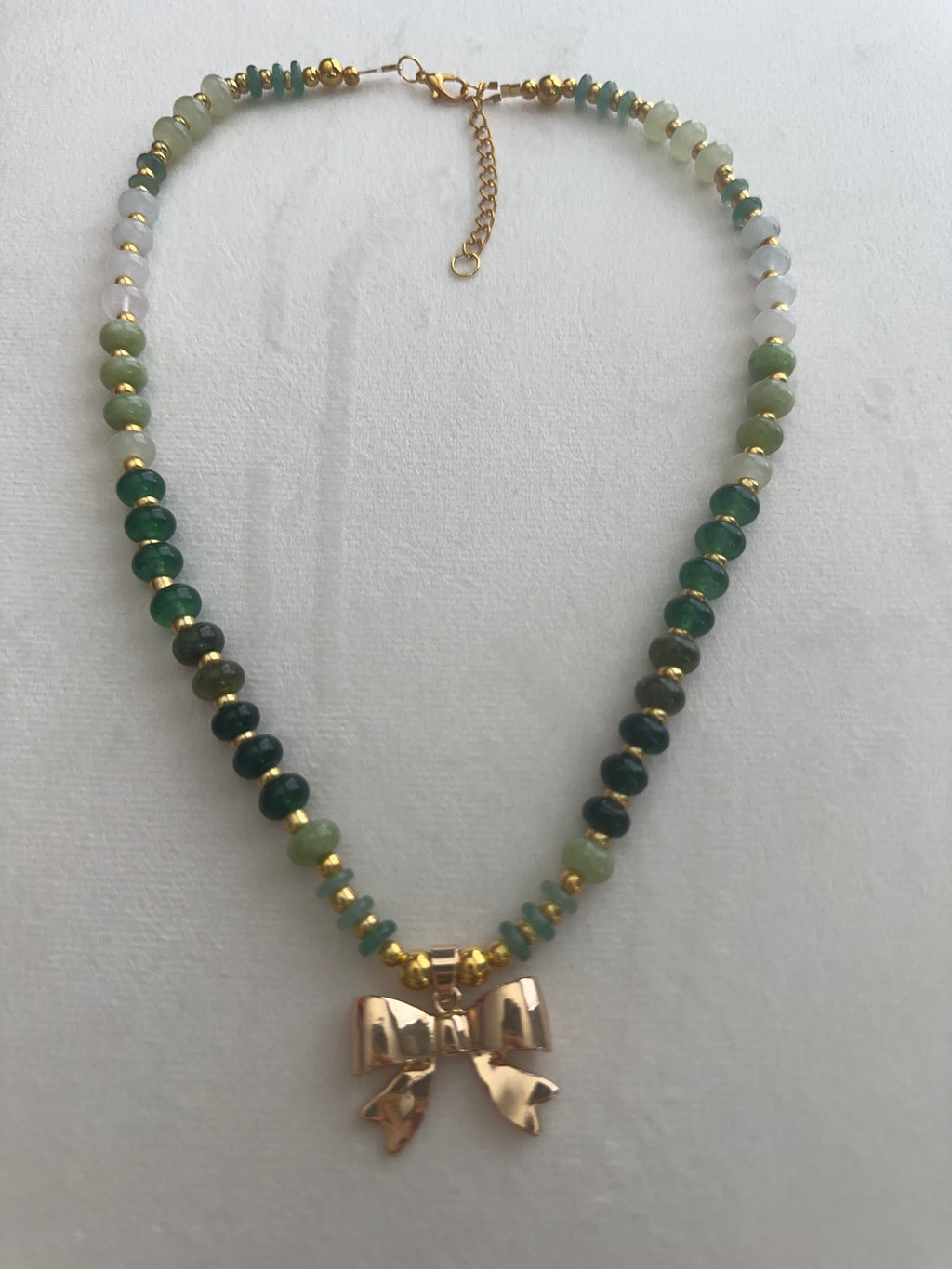 Sage Bow Charm Necklace