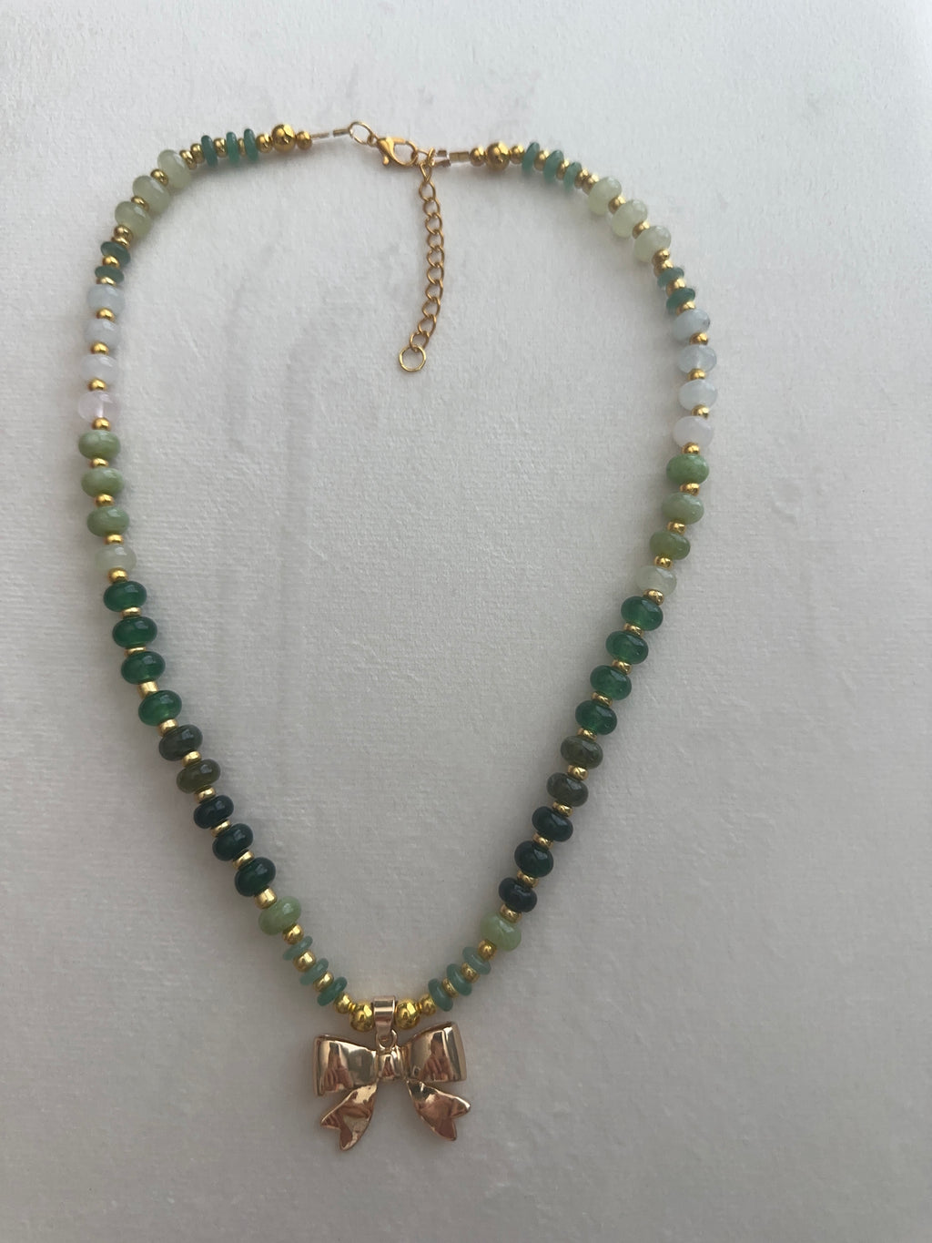 Sage Bow Charm Necklace