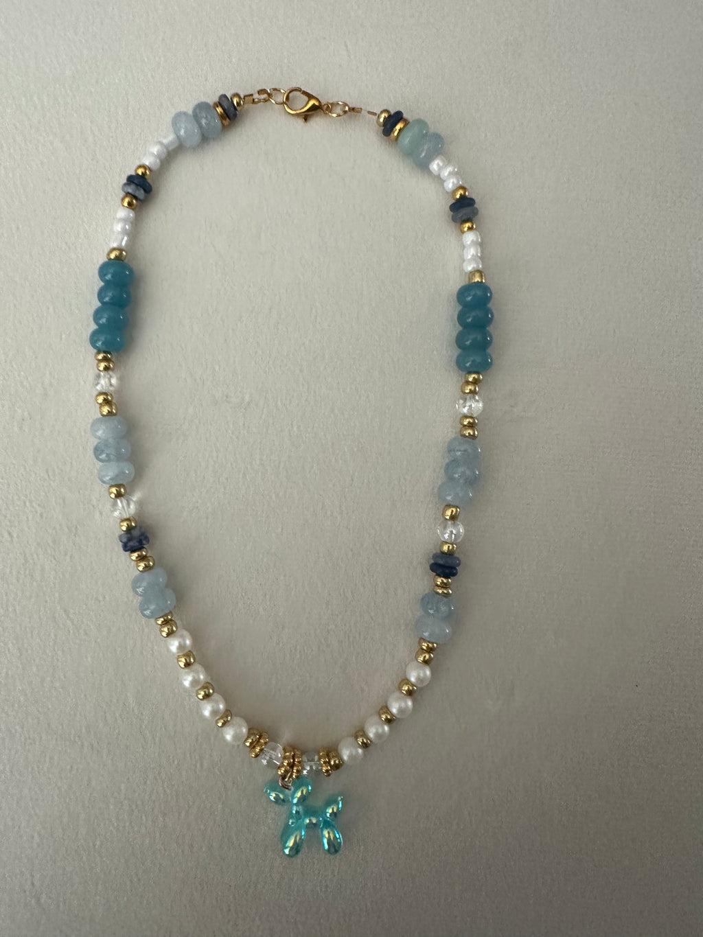 Blue Balloon Pup Necklace