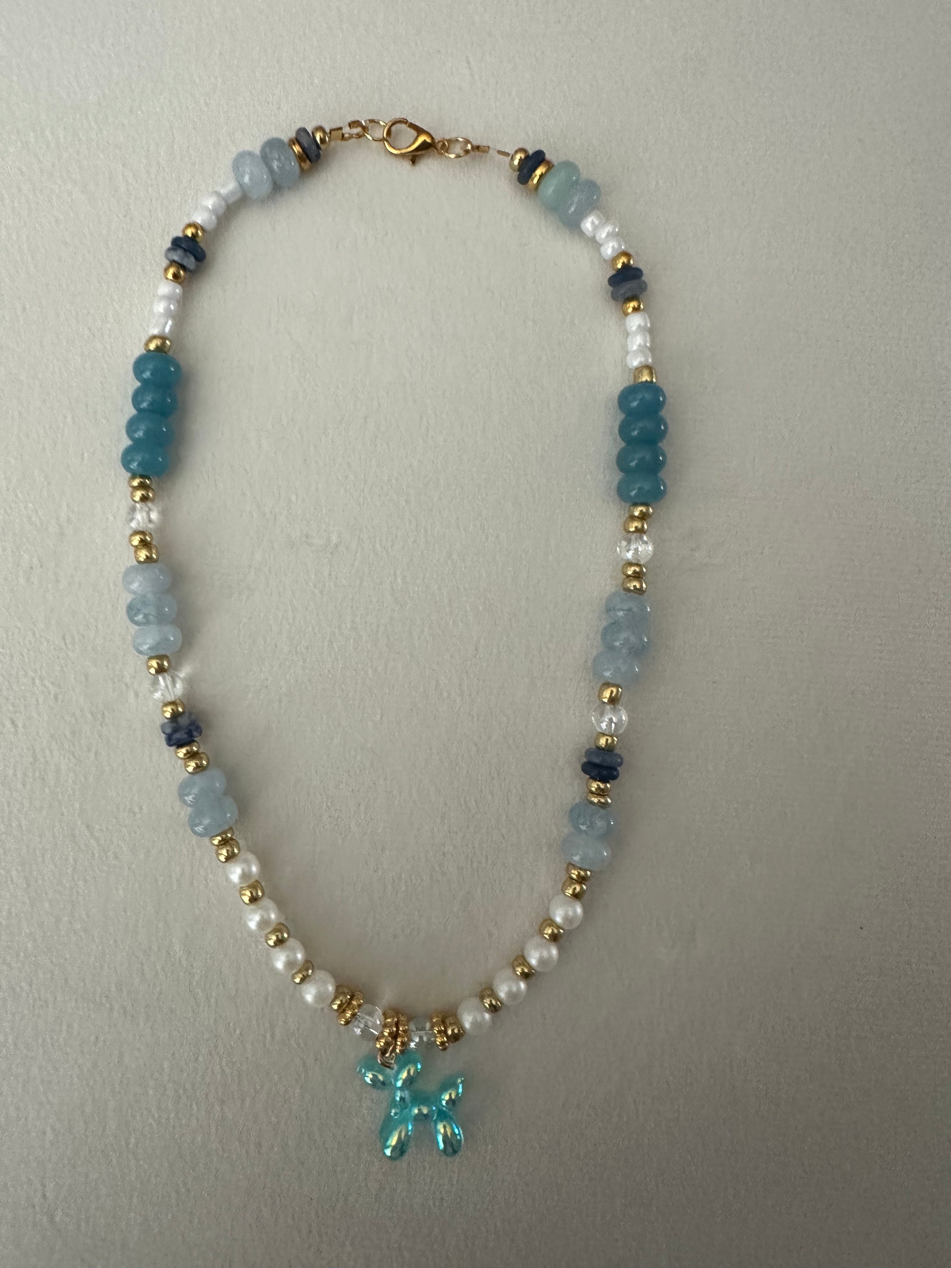 Blue Balloon Pup Necklace