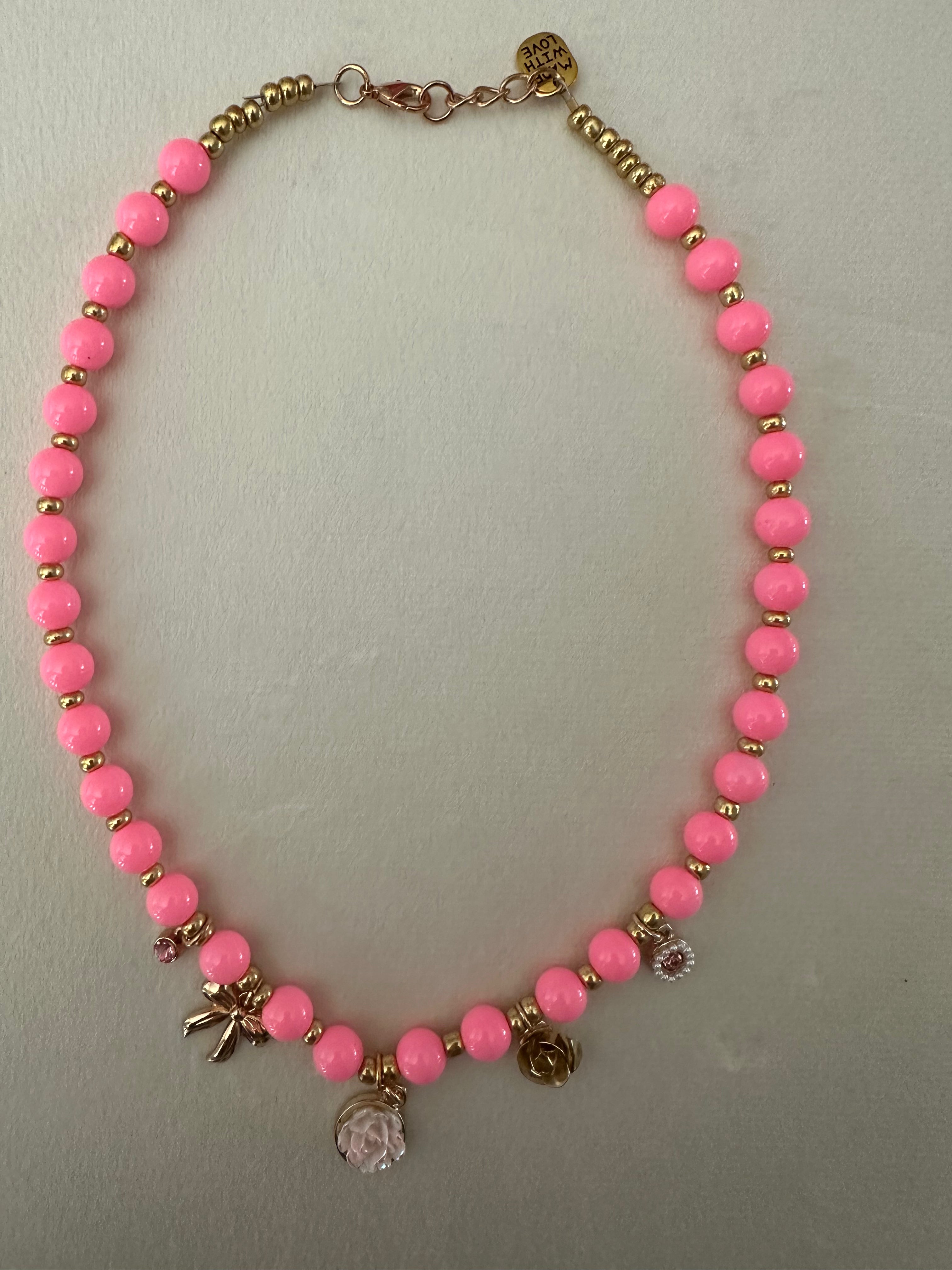 Pink Garden Charm Necklace