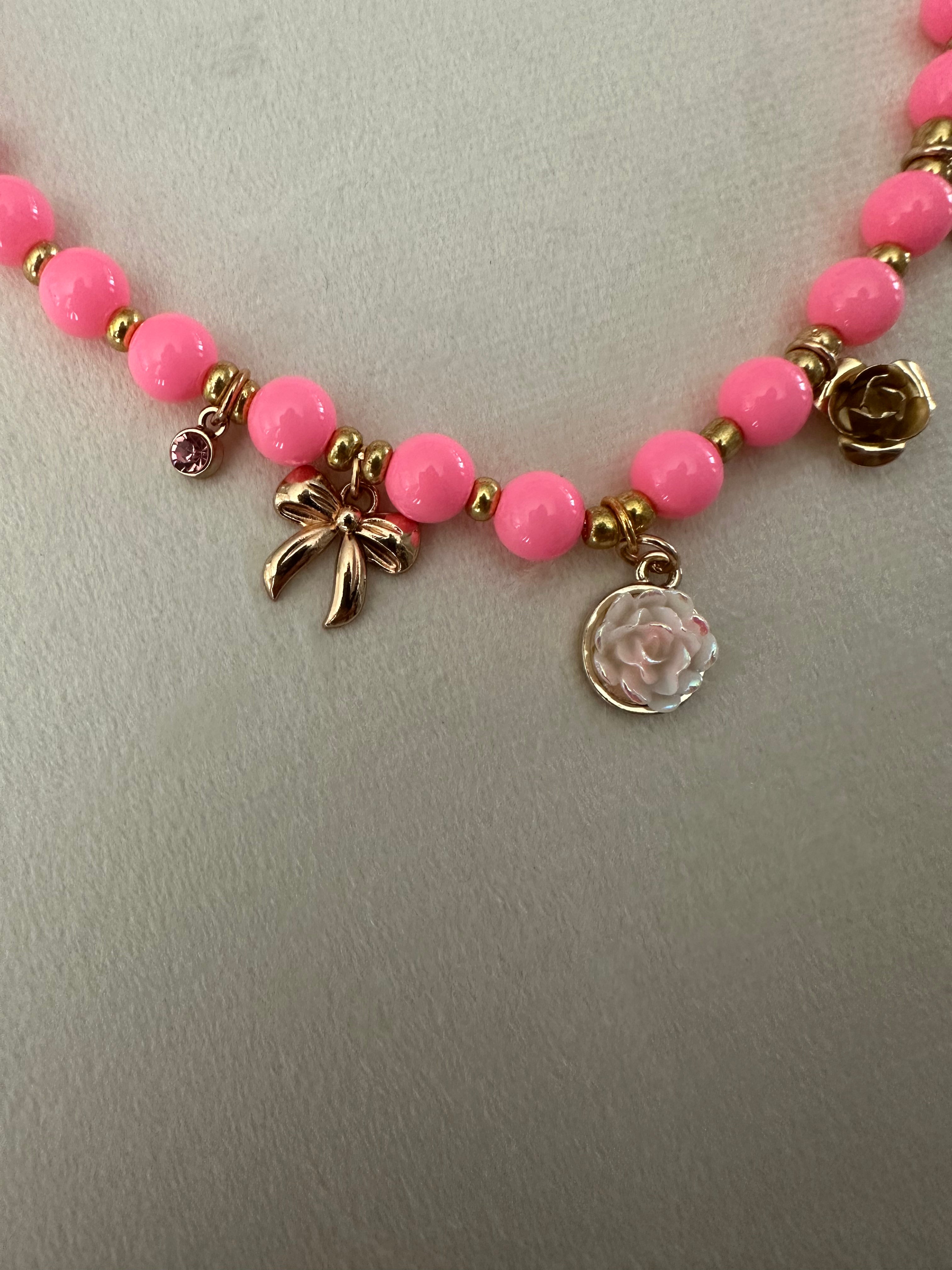 Pink Garden Charm Necklace