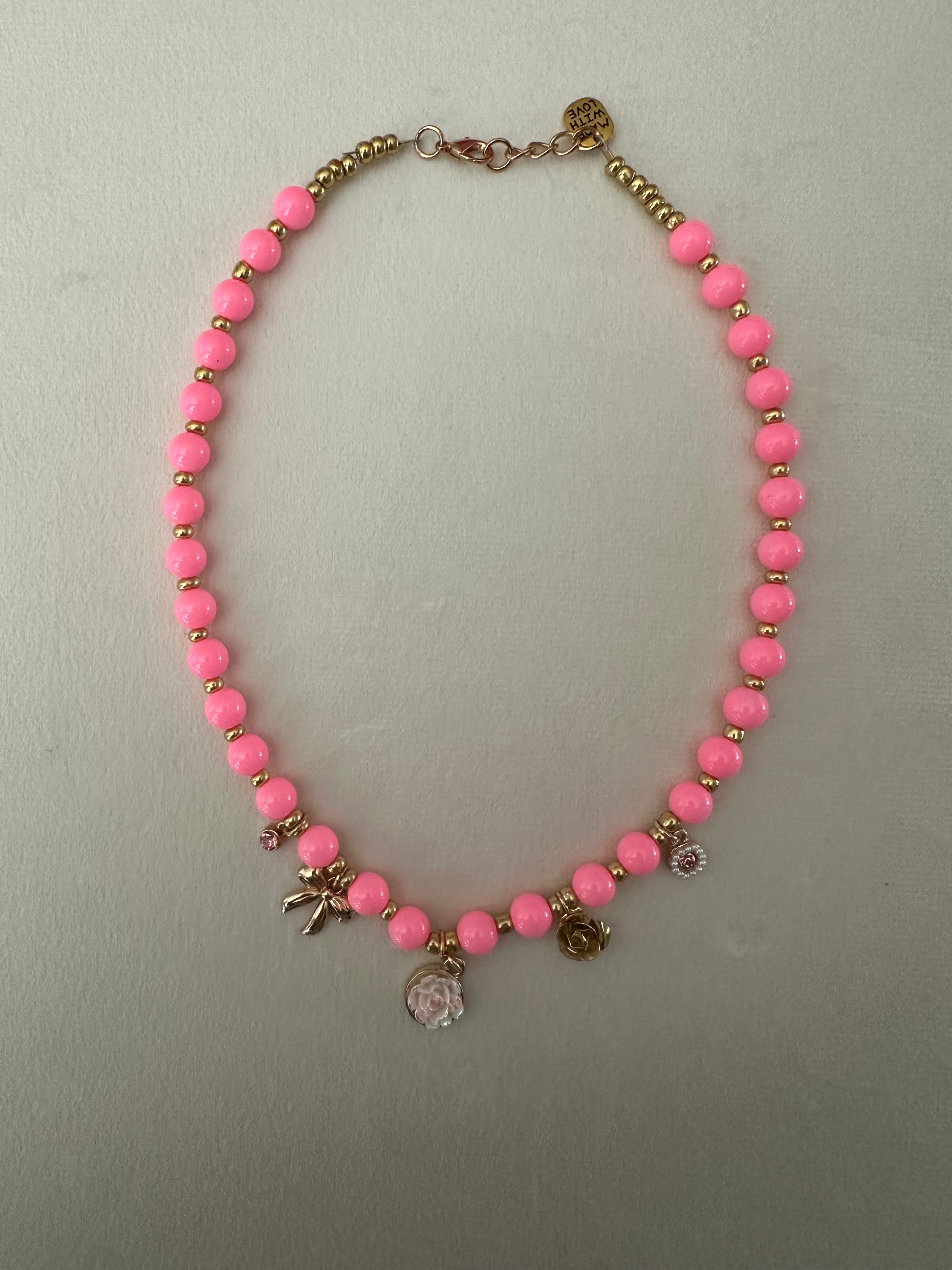 Pink Garden Charm Necklace