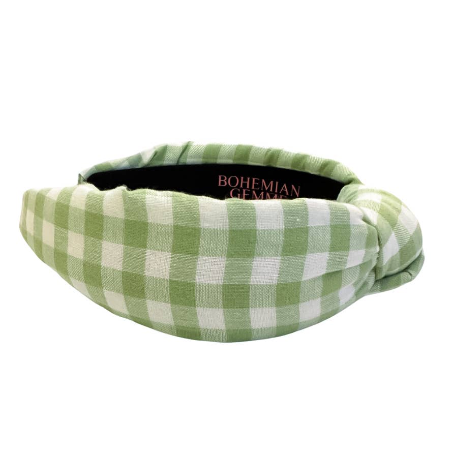 Spring/Summer Green Gingham Knotted Headband