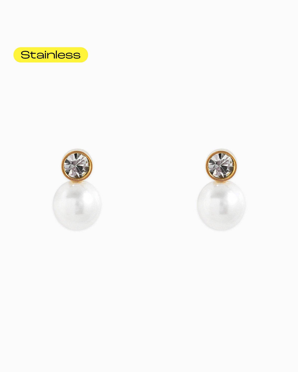 Stainless Stone Pearl Earrings