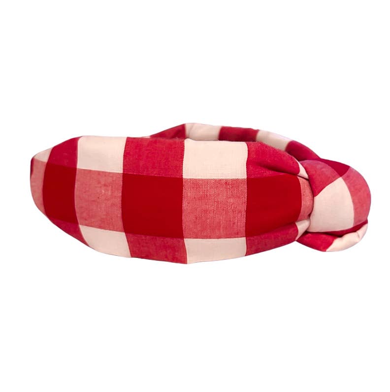 Red Plaid Knotted Headband 