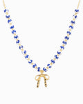 Ceramic Blue Bead Bow Pendant Necklace