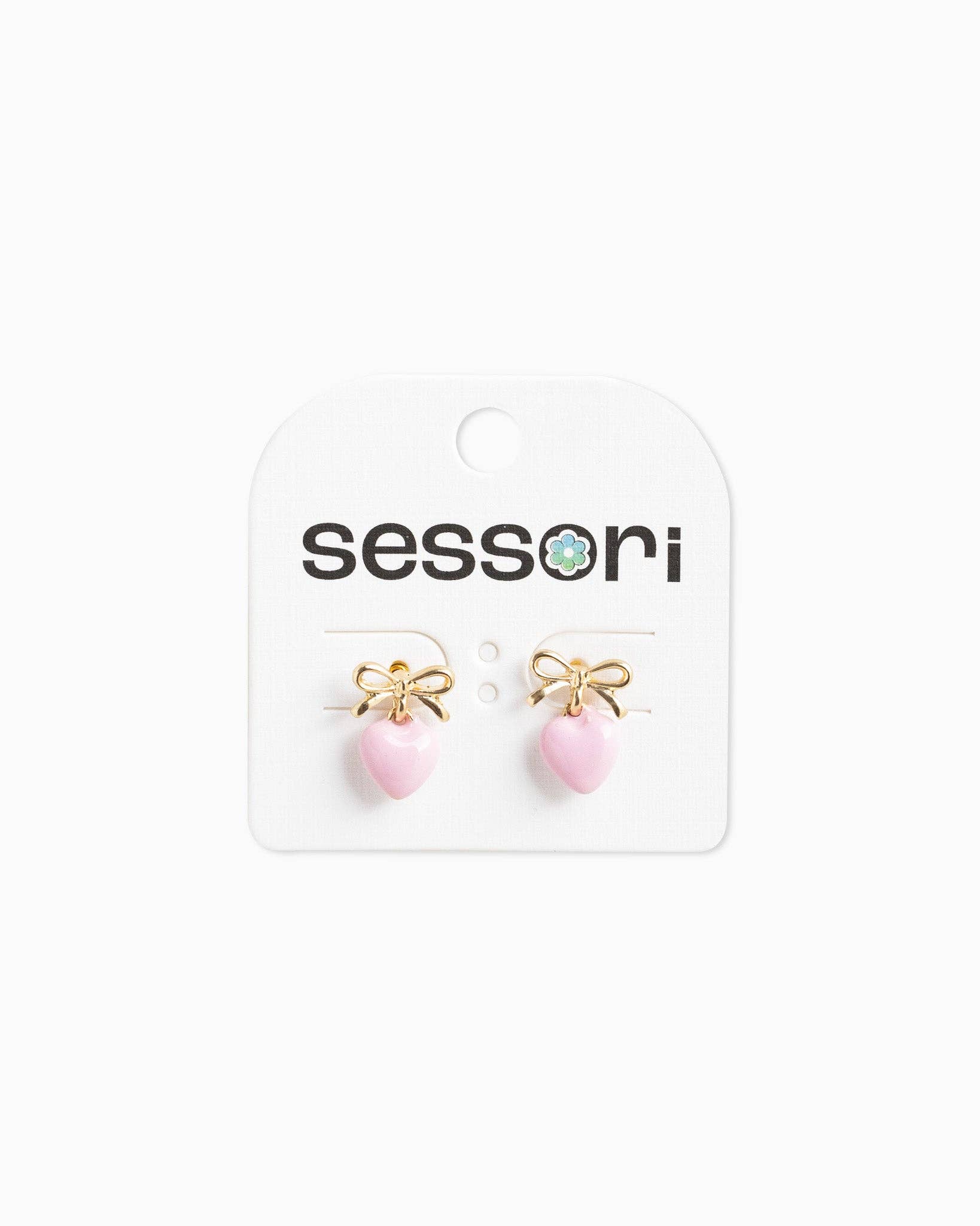 Tiny Bow and Puff Heart Epoxy Drop Earrings