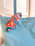 Orange and Turquoise Block Print Knotted Headband 