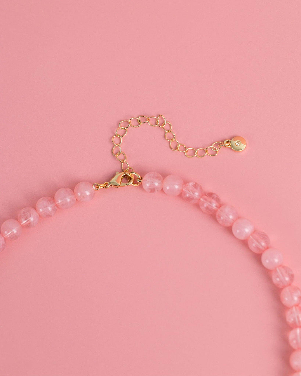 Pink Jade Marbled Heart Bead Necklace