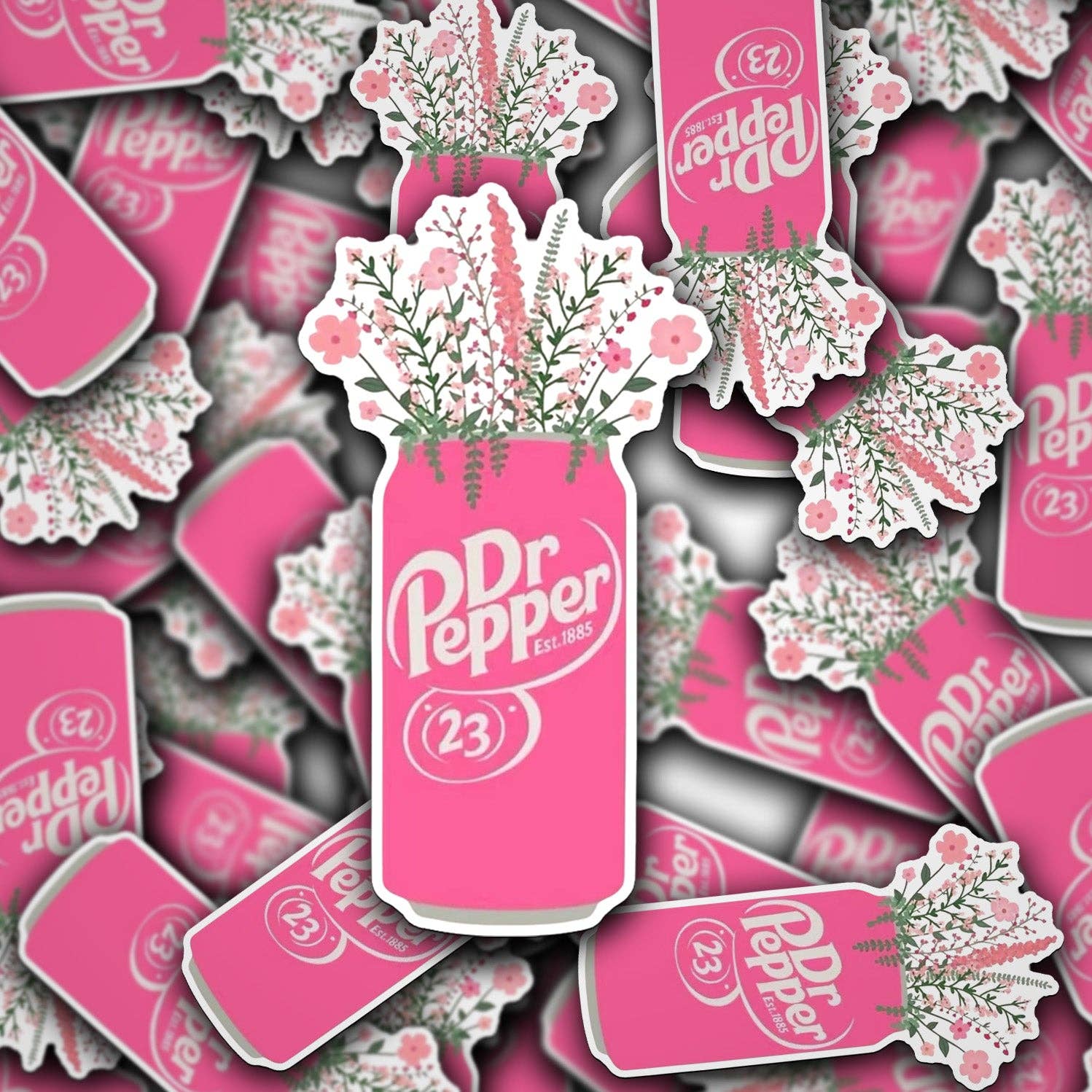 Vinyl Decal Pink Floral DP Can Vase
